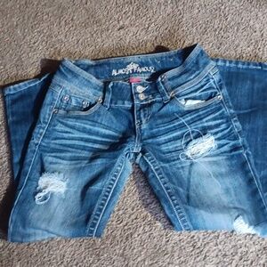 Almost Famous Women's Blue Distressed Jeans size 5
